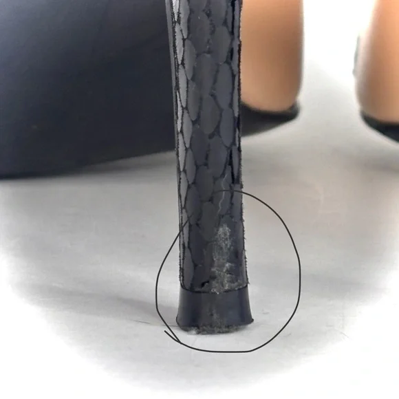 Levity Leather Black & Tan JALONE Pointed Toe Bow Heel 3.5” Pumps Coquette 8M - Picture 5 of 11